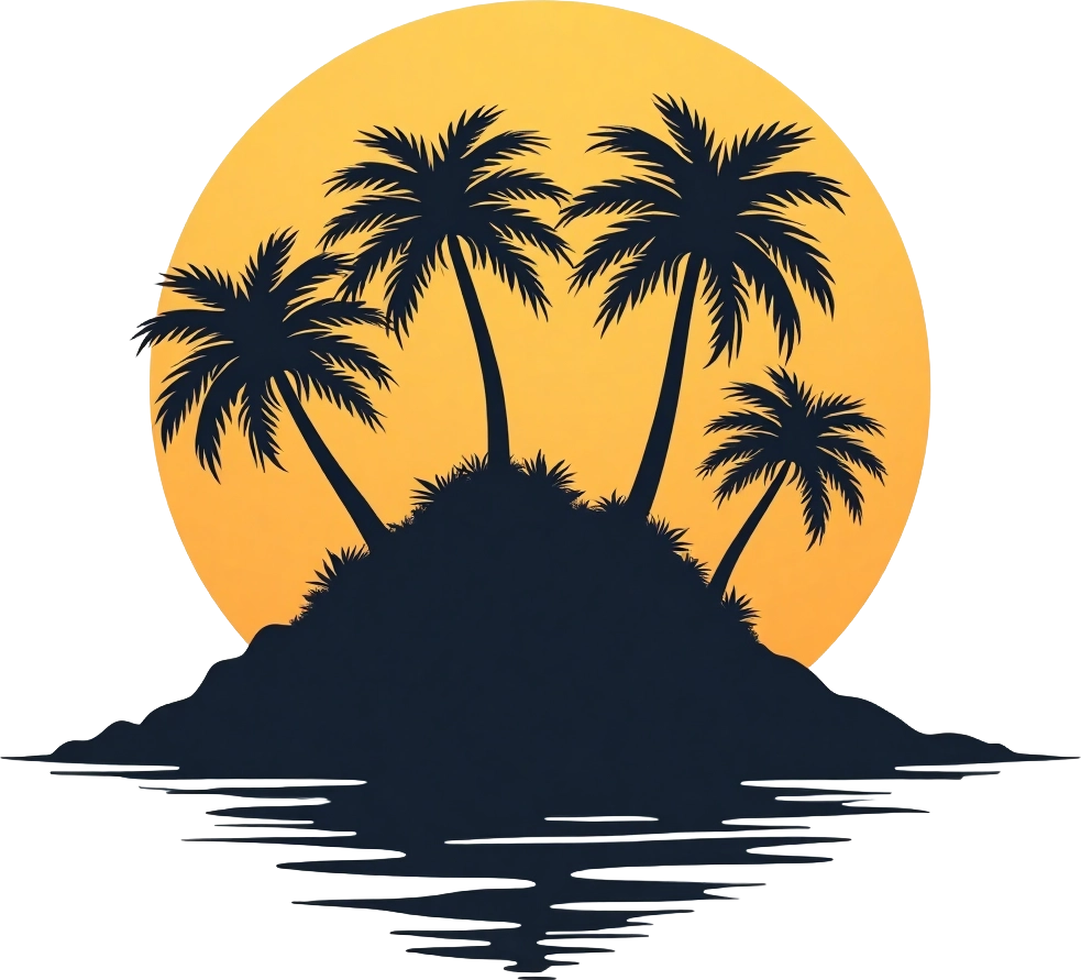 Tropical Island Silhouette